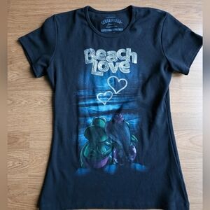 Senor Frogs Sequin Beach Love Black T-Shirt Cancun Mexico Women's Tag Shows XL